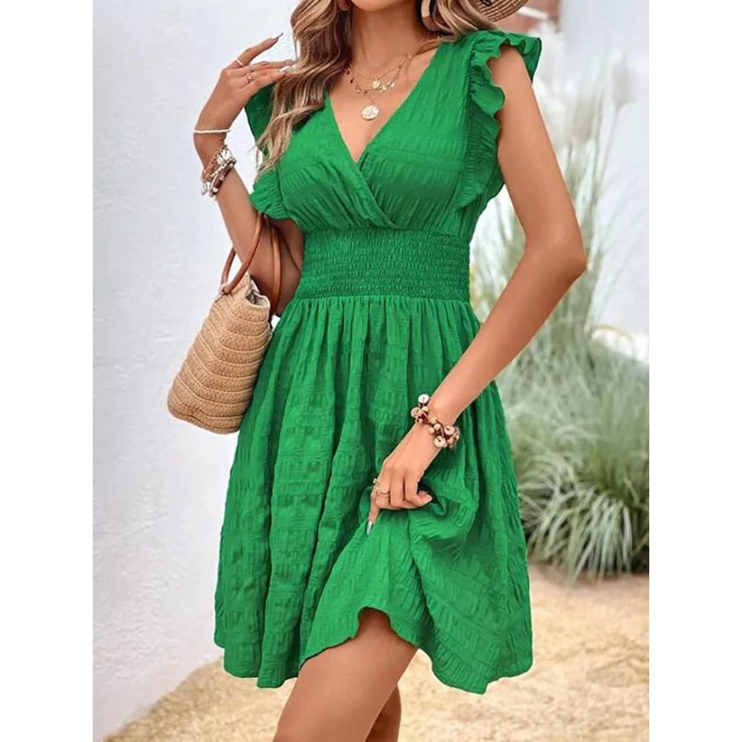 Vestido Curto Casual Verão Decote em V