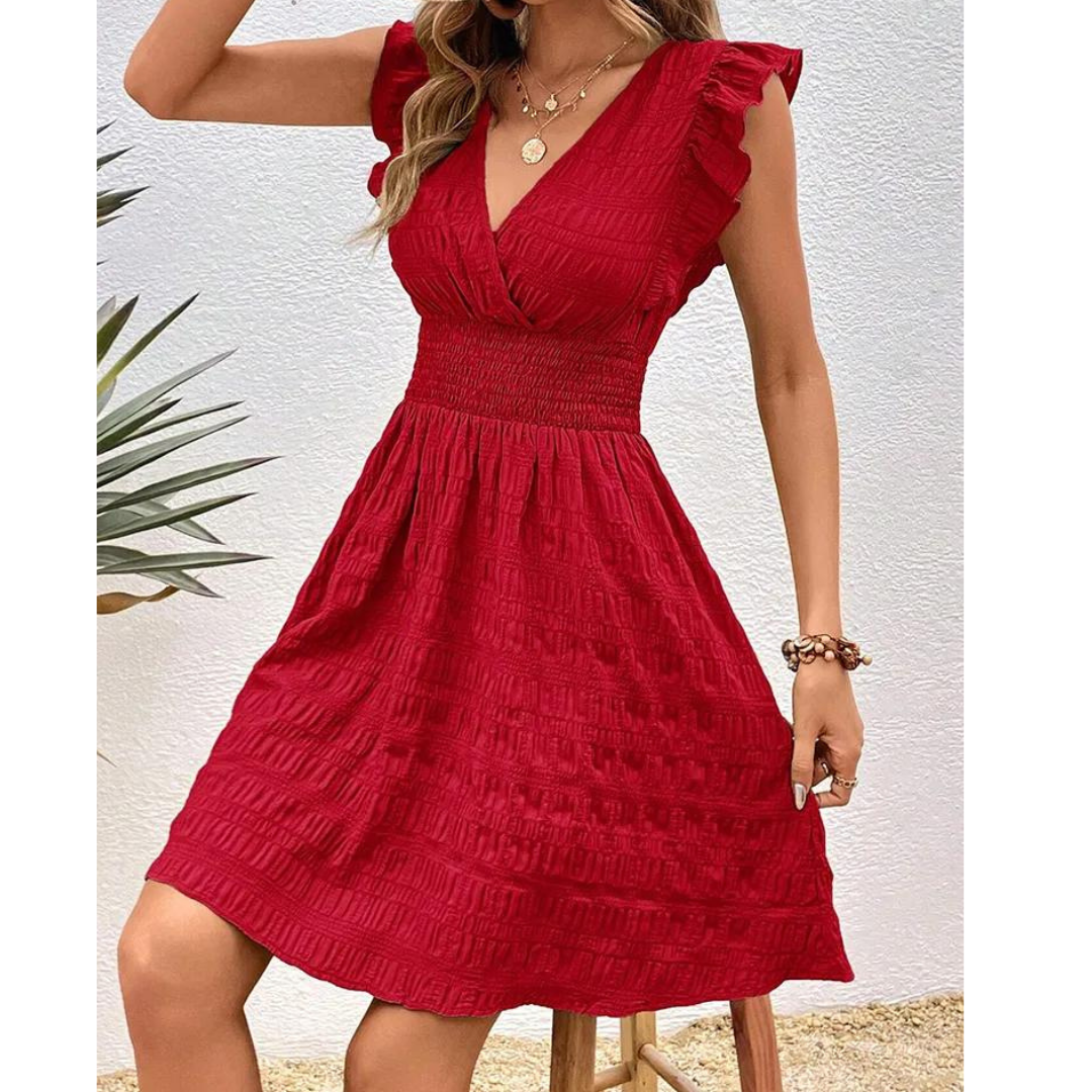 Vestido Curto Casual Verão Decote em V